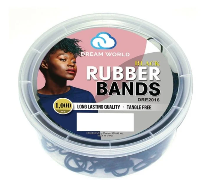 Dream World Rubber Bands 1000ct/jar Black #DRE2016 (Sold in Dozen)