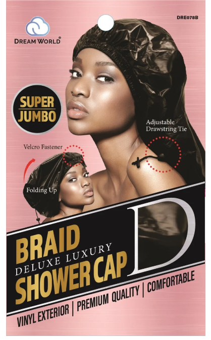 Dream World W-Shower Cap B/Jumbo Black #DRE078B (Sold in Dozen)