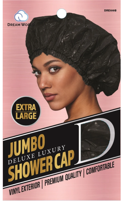 Dream World W-Shower Cap Jumbo Black #DRE109B  (Sold in Dozen)