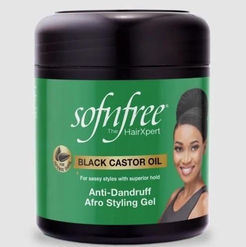 Sof n'free Black Castor Oil Anti-Dandruff Braid Afro Styling Gel Black 500ml