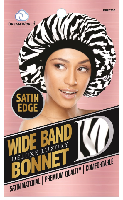 Dream World W-Wide Band Bonnet Satin Zebra #DRE073Z (Sold in Dozen)