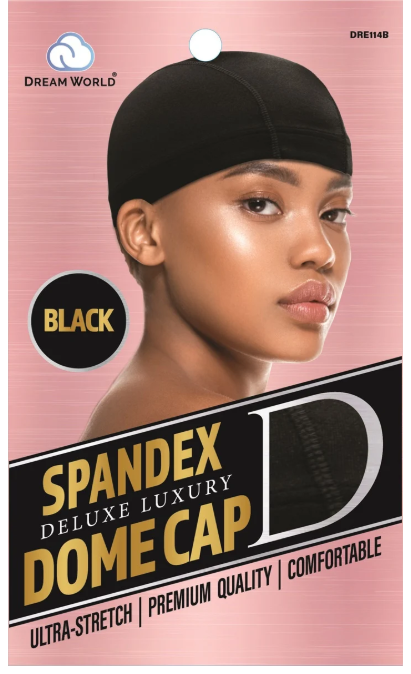 Dream World W-Dome Cap Spandex Black #DRE114B (Sold in Dozen)
