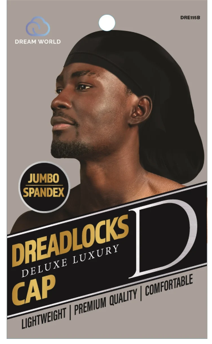 Dream World U-Dreadlocks Cap Jumbo Black #DRE115B (Sold in Dozen)